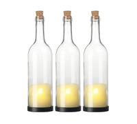 Lunartec : 3 bouteilles de vin décoratives avec bougie LED vacillante - Classique G
