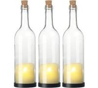 Lunartec : 3 bouteilles de vin décoratives avec bougie LED vacillante - Classique