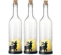 Lunartec 3 bouteilles de vin décoratives avec bougie LED vacillante - Renne