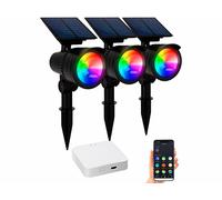 Lunartec 3 spots LED RGB-CCT avec Bluetooth, 50 lm, 1 W, IP44 incl. passerelle