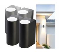 Lunartec 4 appliques murales arrondies double faisceau up & down culot GU10 - noir