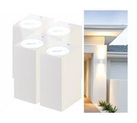 Lunartec 4 appliques murales carrées double faisceau up & down culot GU10 - blanc