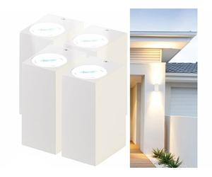 Lunartec 4 appliques murales carrées double faisceau up & down culot GU10 - blanc
