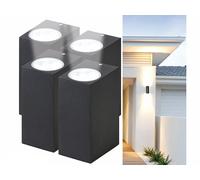 Lunartec 4 appliques murales carrées double faisceau up & down culot GU10 - noir