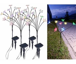 Lunartec 4 bouquets lumineux solaires avec 8 fleurs multicolores