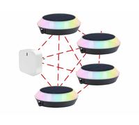 Lunartec 4 lampes solaires d'extérieur, LED RGB-CCT, PIR, passerelle WLAN, App