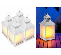 Lunartec 4 lanternes à LED effet flamme avec minuteur - Blanc