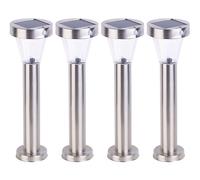 Lunartec 4 Lanternes de jardin solaires "Silva" en acier inoxydable