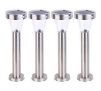 Lunartec : 4 Lanternes de jardin solaires Silva en acier inoxydable G