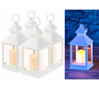 Lunartec 4 lanternes LED à piles effet flamme vacillante - Blanc