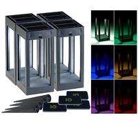 Lunartec 4 lanternes solaires d'extérieur télécommandées à couleur changeante 80 lm