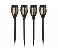 Lunartec 4 torches de jardin solaires 58 cm avec LED à effet flamme