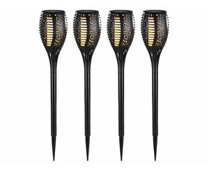 Lunartec 4 torches de jardin solaires 58 cm avec LED à effet flamme