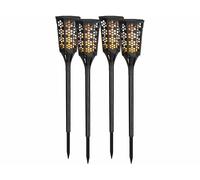 Lunartec 4 torches de jardin solaires 78 cm avec LED à effet flamme