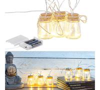 Lunartec 6 bocaux lumineux décoratifs avec guirlande à LED blanc chaud