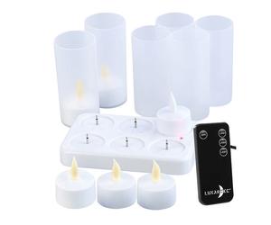 Lunartec 6 bougies chauffe-plat à LED rechargeables et télécommandées avec photophores