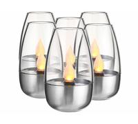 Photophores solaires - Lunartec - Luna - 6 pièces - LED effet flamme - Verre élégant