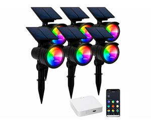 Lunartec 6 spots LED RGB-CCT avec Bluetooth, 50 lm, 1 W, IP44 incl. passerelle