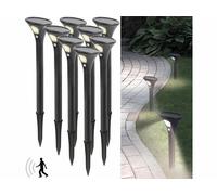 Lunartec 8 bornes lumineuses solaires avec capteur de mouvement - blanc chaud
