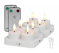 Lunartec 8 bougies chauffe-plat LED rechargeables et télécommandées