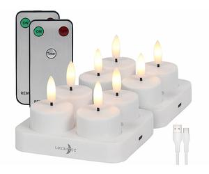 Lunartec 8 bougies chauffe-plat LED rechargeables et télécommandées