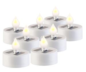 Lunartec 8 bougies plates à LED avec chargeur solaire et capteur de luminosité