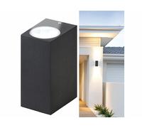 Lunartec Applique murale carrée double faisceau up & down culot GU10 - noir