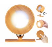 Applique murale rechargeable avec LED CCT à intensité variable - aspect bois de pin Lunartec