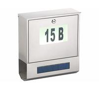 Lunartec : Boîte aux lettres solaire avec numéro lumineux et compartiment à journaux G