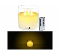 Lunartec Bougie à LED télécommandée en cire véritable avec 3 flammes vacillantes