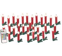 Lunartec Bougies à LED pour sapin de Noël avec télécommande infrarouge - x30 - rouge