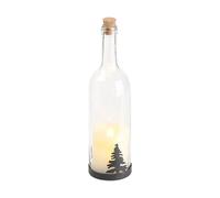 Lunartec Bouteille de vin décorative avec bougie LED vacillante - Sapin
