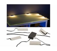 Lunartec Dispositif d'éclairage pour vitrine - 4 Pinces et 12 LED - Blanc Chaud