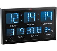 Lunartec Horloge murale radio-pilotée LED bleues Grand format Date et température automatiques