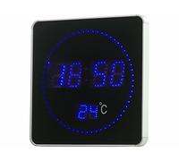 Lunartec Horloge murale radio-pilotée à LED bleues et affichage de la température