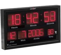 Horloge murale radio-pilotée à LED rouges