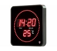 Lunartec Horloge radiopilotée 20 x 20 cm avec thermomètre - LED rouges