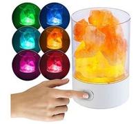 Lampe à poser Lunartec : Lampe de table LED RVB avec cristaux de sel naturels