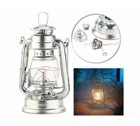 Lampe-tempête rétro à pétrole 18,5 cm Agneta - aspect Zinc - LUNARTEC - Vintage - Extérieur