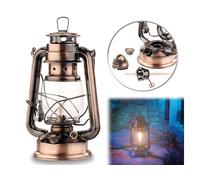 Lampe à huile Lunartec :Lanterne à pétrole nostalgique avec ampoule en verre - Bronze - 24 cm (lampe à pétrole)
