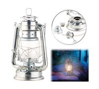 Lampe-tempête rétro à pétrole 24 cm "Anika" - aspect zinc Lunartec