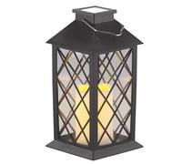 Lanterne de jardin solaire avec bougie décorative à LED effet flamme, capteur dobscurité [Lunartec]