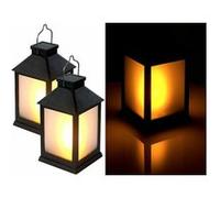 Lunartec : Lot de 2 lanternes de jardin solaires à 32 LED effet flamme Noir G