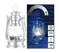 Lunartec Mini lampe-tempête LED à piles à intensité variable 200lm / 3W / 8000K - Argent