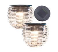 Lunartec Pack de 2 photophores en verre à LED à alimentation solaire, Ø 8 cm "Liora"