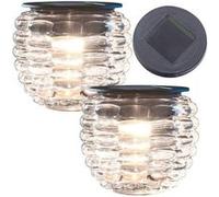 Pack de 2 photophores en verre à LED à alimentation solaire, Ø 8 cm Liora [Lunartec]