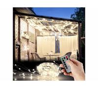 Lunartec Rideau lumineux télécommandé 3x3 m avec 300 LED - blanc du jour