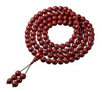 Lunarthos Naturelle Vermillon 108 Perles Bouddhistes Collier / Bracelet Perles de Prière pour Méditation Tailles 6mm/8mm/10mm Unisexe, 8MM, Cinabre, Pas de gemme