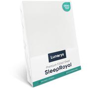Lunarys® SleepRoyal Drap-Housse Ajusté 180x200cm - Blanc - 250 g/m² Premium 95% Coton Élasthanne - 40 cm de Hauteur - Sommier Boxspring, Surmatelas et Lit d'eau - Jersey Élastique