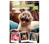 LUNATIC CATS Enjoy hilarious and wacky sayings (Desk Calendar 2026 DIN A5 portrait), CALVENDO 12 Month DeskCalendar: Ironic furry friends with amusing quips